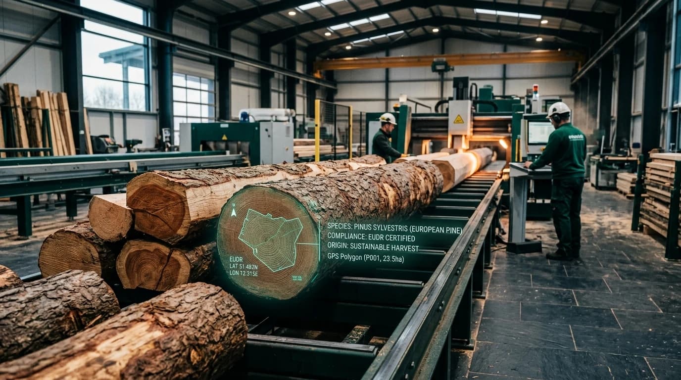 EUDR timber traceability, sawmill polygon mapping and wood legality evidence verification
