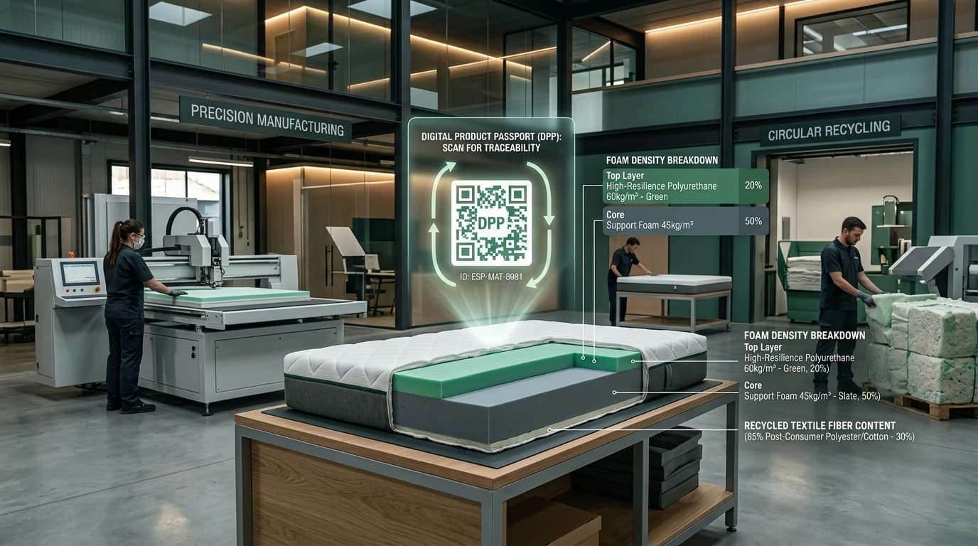 Mattress Digital Product Passport ESPR readiness, foam density breakdown and recycling guidelines